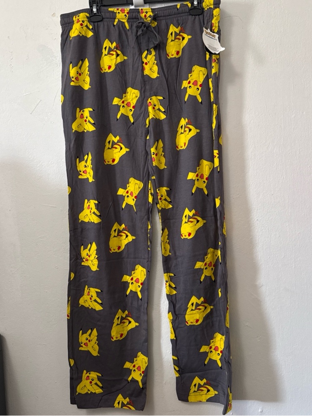 Pokemon Mens Large Gray Knit Pikachu Lounge Pants Sleep Pants Pajama Bottoms New
